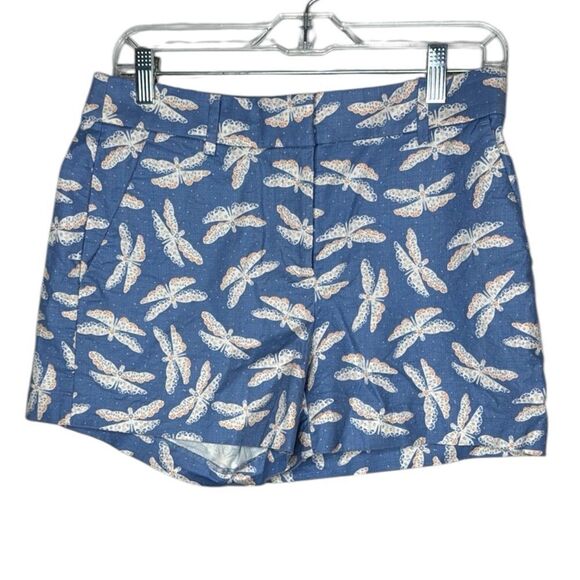 Loft Blue Dragonfly Print Women's Shorts. Size 4 Curvy. - Picture 1 of 5